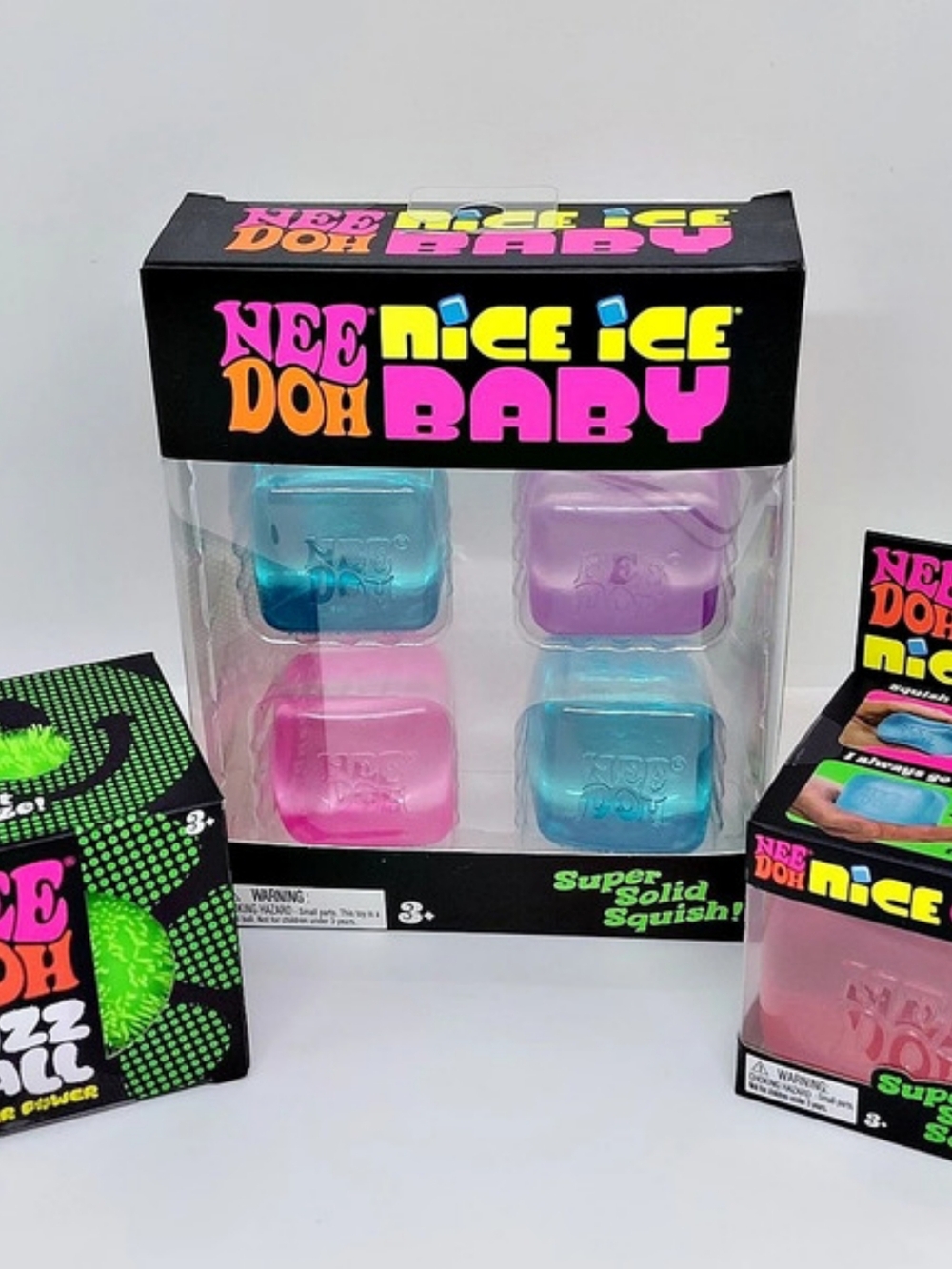 Needoh Squishy Lot Needoh Nice Ice Baby, Pink Nice Cube, & Green Fuzz Ball6